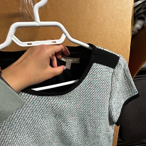 Tweed dress (blue/green, white and black - Picture 4 of 4